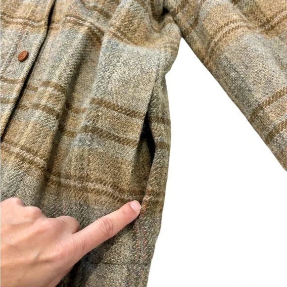 Vintage Stanley Blacker Wool Jacket Plaid Brown Gray Button Lined Jacket Size 8 - Picture 6 of 7